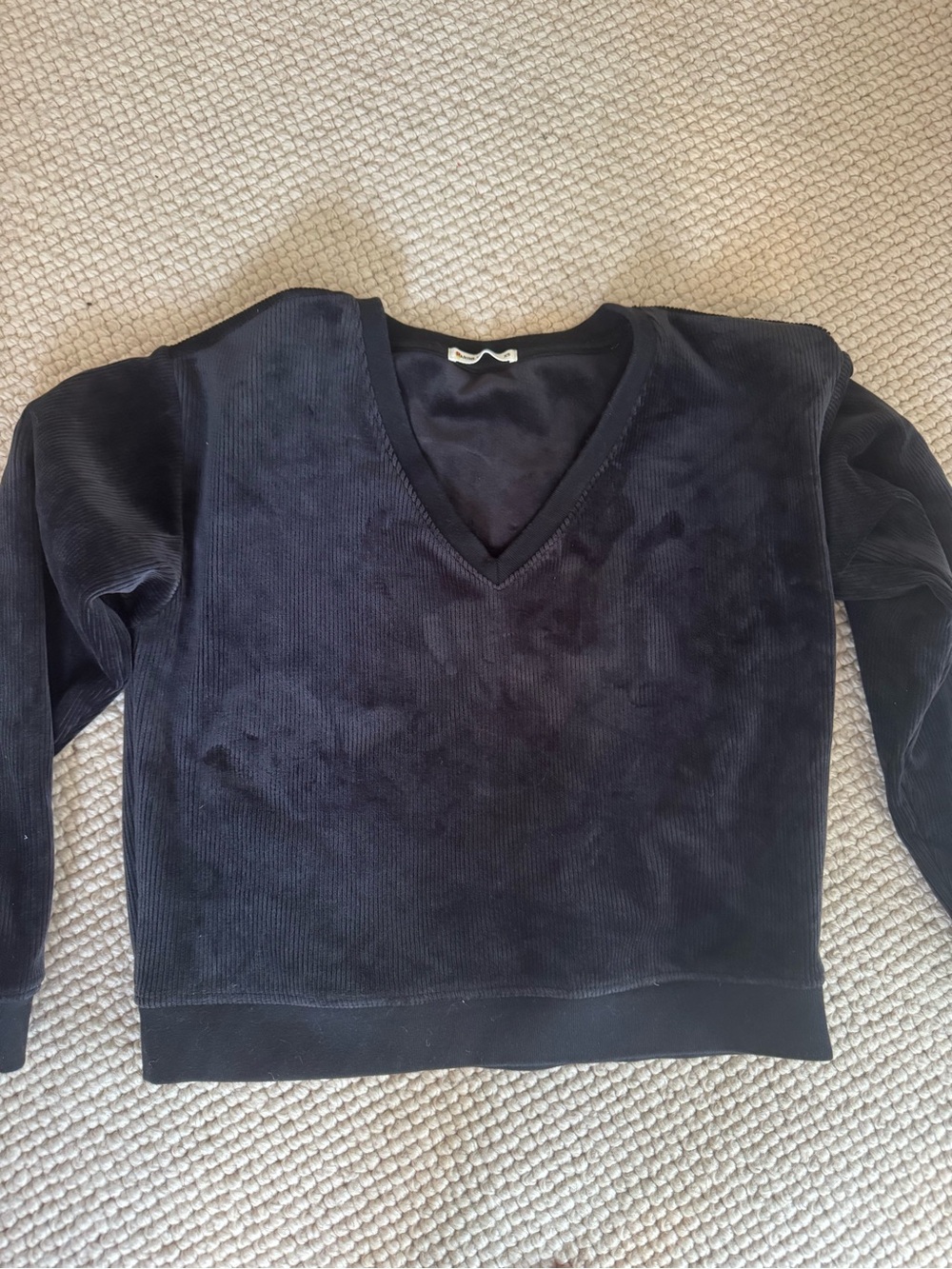 Marine Layer Women’s V-Neck Velvet Sweater - Black